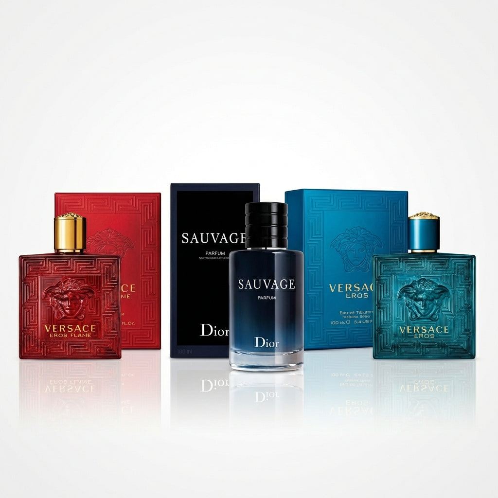 Pack Perfumes de Lujo – Versace EROS, Dior SAUVAGE, Versace FLAME